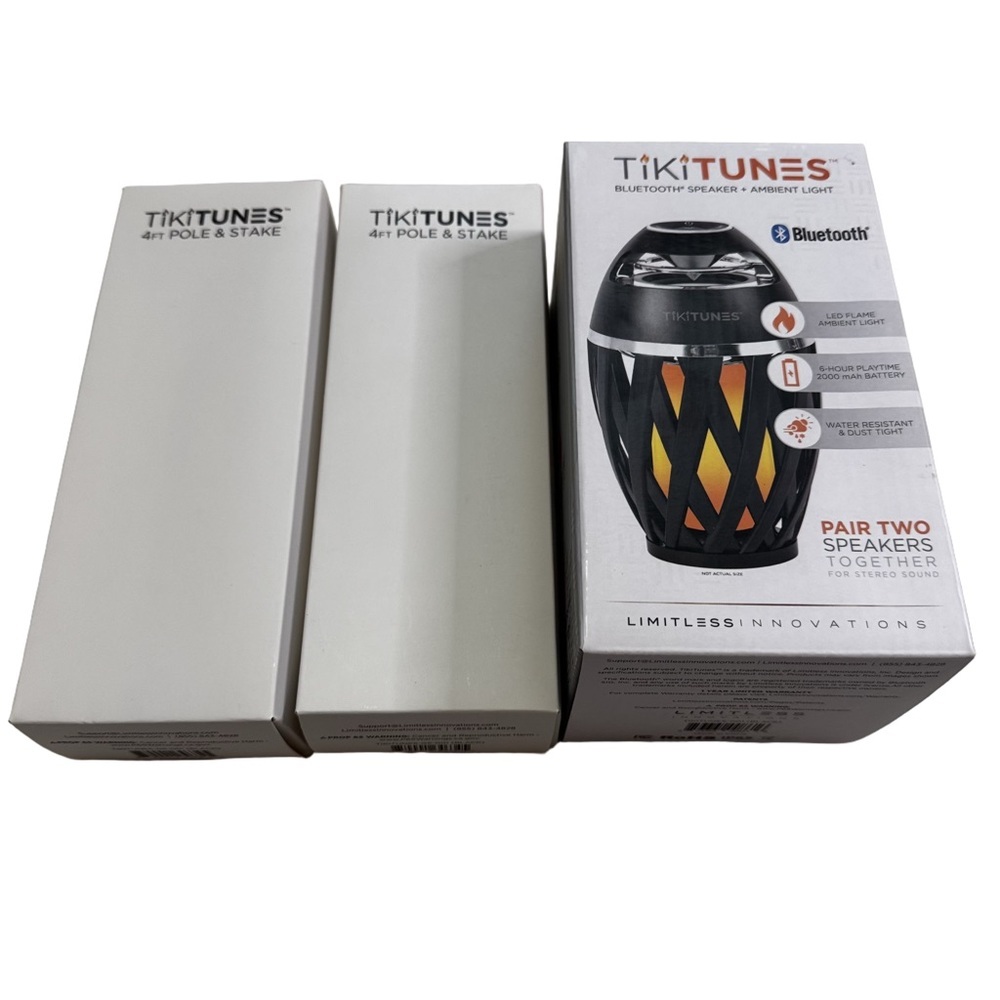 TikiTunes Portable Bluetooth Speaker & Ambient Light 6 Hour Playtime New in Box